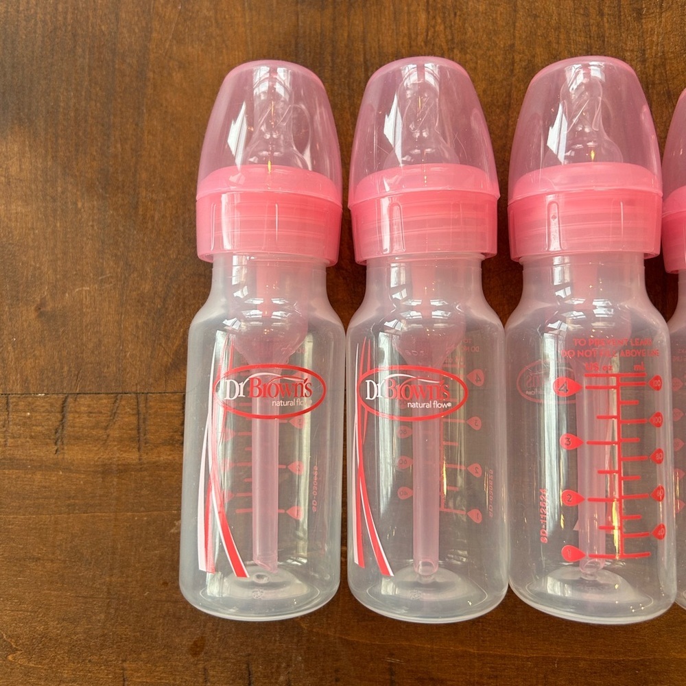 (5) Dr. Browns Natural Flow Anti-Colic Baby Bottles Level 1 Pink 4 Oz - Picture 3 of 5